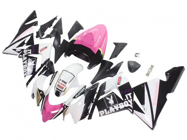 2004-2005 Kawasaki ZX10R Motorcycle Fairings - Black Pink White Playboy Motul Canada Suppliers