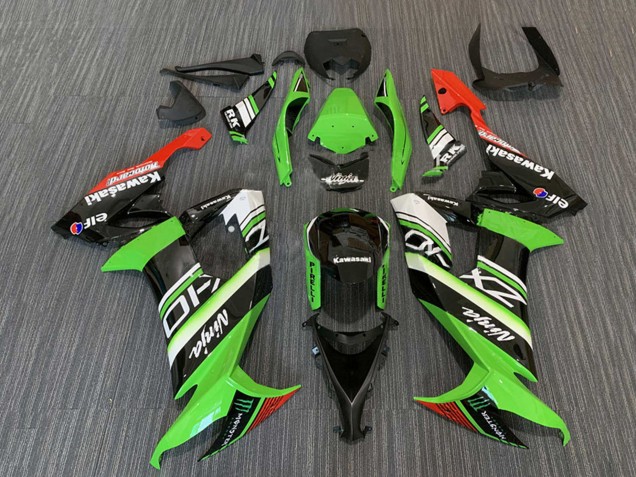 2008-2010 Kawasaki ZX10R Motorcycle Fairings - Green White Red Black Elf Monster Energy Canada Suppliers