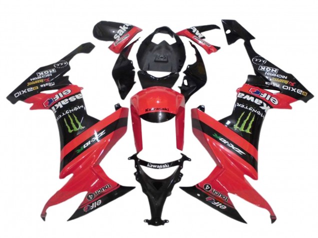2008-2010 Kawasaki ZX10R Motorcycle Fairings - Red Black Green Monster Elf 27 Canada Suppliers