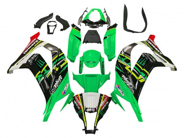 2011-2015 Kawasaki ZX10R Motorcycle Fairings - Green Yellow Black White Elf Monster Canada Suppliers