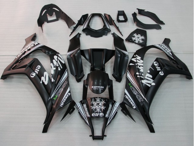 2011-2015 Kawasaki ZX10R Motorcycle Fairings - Glossy Black White Elf Snow Decal Canada Suppliers