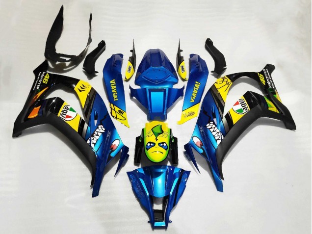 2011-2015 Kawasaki ZX10R Motorcycle Fairings - Blue Yellow Black Shark Canada Suppliers