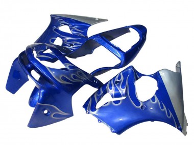 1998-1999 Kawasaki ZX6R Motorcycle Fairings - Blue Silver Flame Canada Suppliers