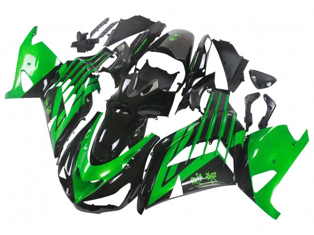 2012-2024 Kawasaki ZX14R ZZR1400 Motorcycle Fairing Kits - Green Glossy Black Canada Suppliers