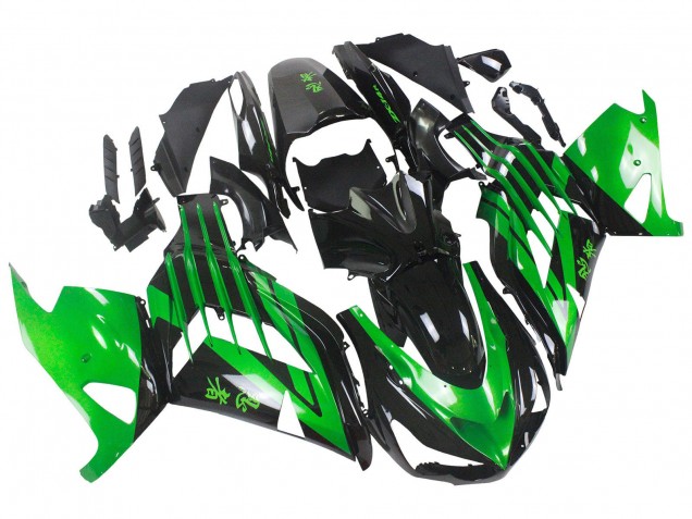 2012-2024 Kawasaki ZX14R ZZR1400 Motorcycle Fairing Kits - Green Glossy Black Canada Suppliers