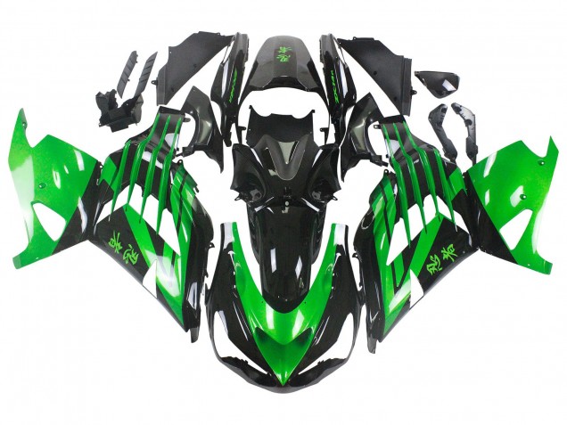 2012-2024 Kawasaki ZX14R ZZR1400 Motorcycle Fairing Kits - Green Glossy Black Canada Suppliers