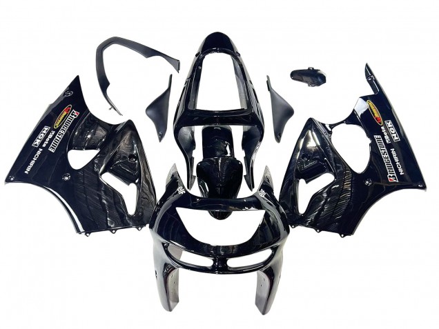 1998-1999 Kawasaki ZX6R Motorcycle Fairings - Glossy Black Yellow Elf Bridgestone Canada Suppliers