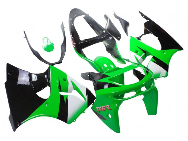 1998-1999 Kawasaki ZX6R Motorcycle Fairings - Green White Glossy Black Canada Suppliers
