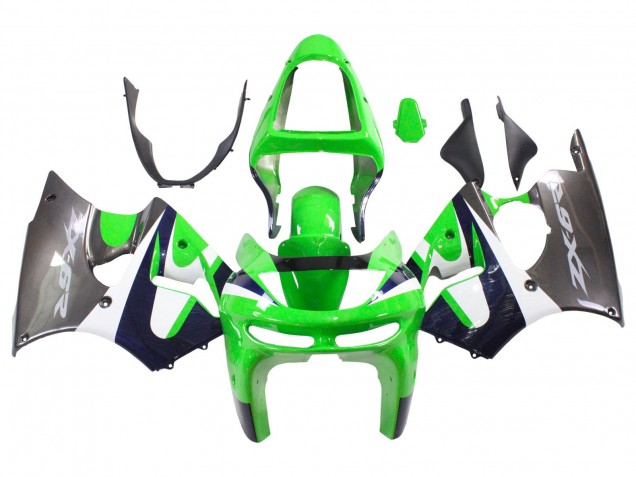 1998-1999 Kawasaki ZX6R Motorcycle Fairings - Green White Dark Blue Silver Canada Suppliers