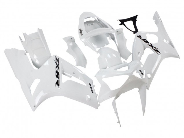 2003-2004 Kawasaki ZX6R Motorcycle Fairings - White Black Decals Canada Suppliers
