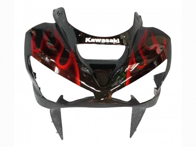 2003-2004 Kawasaki ZX6R Motorcycle Fairings - Glossy Black Red Flame Canada Suppliers