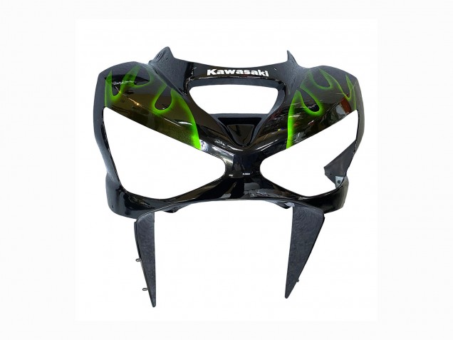 2003-2004 Kawasaki ZX6R Motorcycle Fairings - Glossy Black Green Flame Canada Suppliers