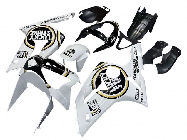 2003-2004 Kawasaki ZX6R Motorcycle Fairings - White Black Motul Lucky Strike Canada Suppliers