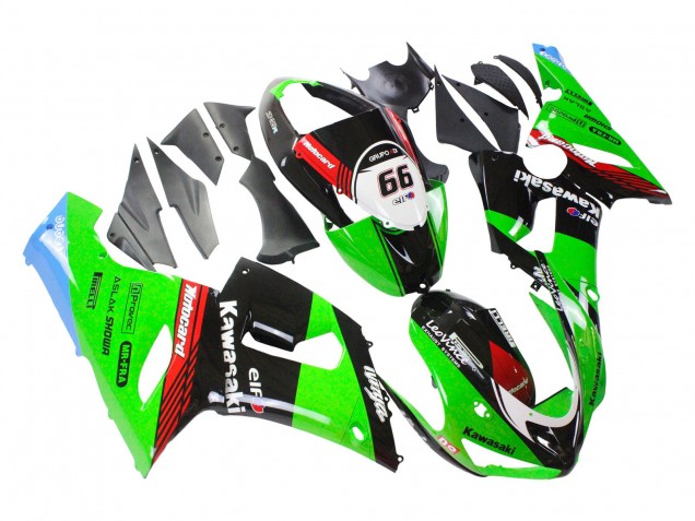 2005-2006 Kawasaki ZX6R Motorcycle Fairings - Green Red Black Elf 66 Canada Suppliers