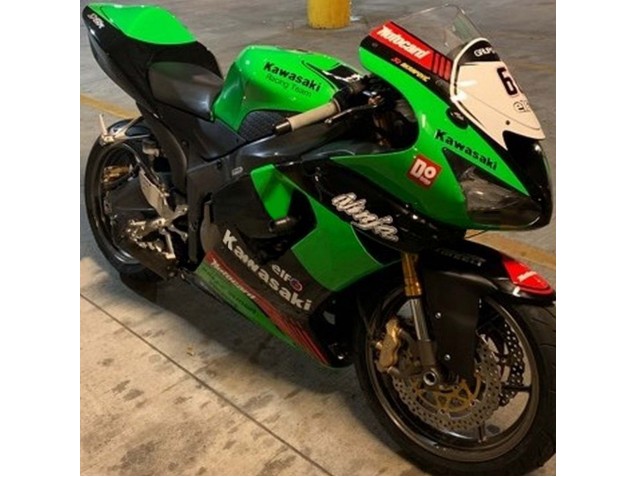 2005-2006 Kawasaki ZX6R Motorcycle Fairings - Green Red Black Elf 66 Canada Suppliers