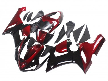 2005-2006 Kawasaki ZX6R Motorcycle Fairing - Red Glossy Black Canada Suppliers