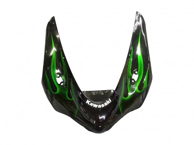 2005-2006 Kawasaki ZX6R Motorcycle Fairing - Glossy Black Green Flame Canada Suppliers