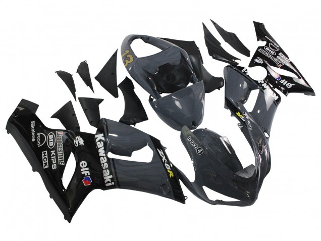 2005-2006 Kawasaki ZX6R Motorcycle Fairings - Dark Grey Black Canada Suppliers