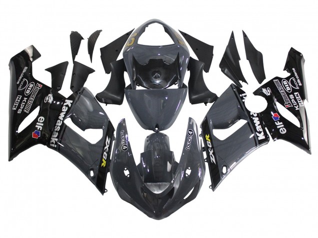 2005-2006 Kawasaki ZX6R Motorcycle Fairings - Dark Grey Black Canada Suppliers
