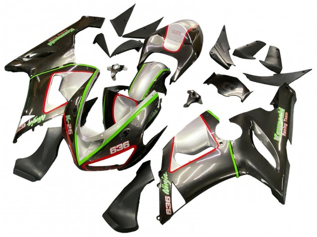 2005-2006 Kawasaki ZX6R Motorcycle Fairings - Black Silver Green Red K-26 Canada Suppliers