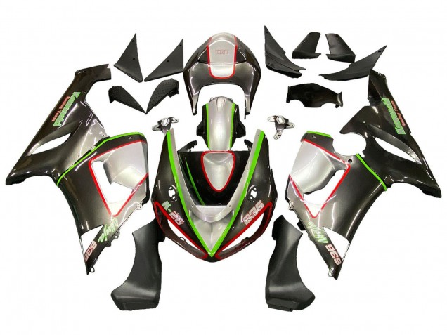 2005-2006 Kawasaki ZX6R Motorcycle Fairings - Black Silver Green Red K-26 Canada Suppliers