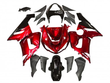 2005-2006 Kawasaki ZX6R Motorcycle Fairings - Red Black Canada Suppliers
