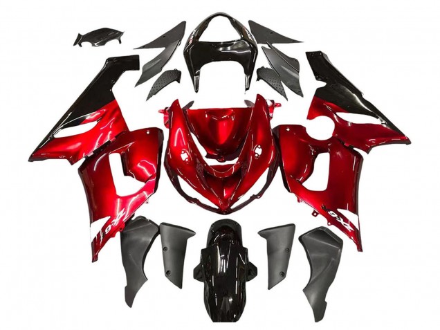 2005-2006 Kawasaki ZX6R Motorcycle Fairings - Red Black Canada Suppliers