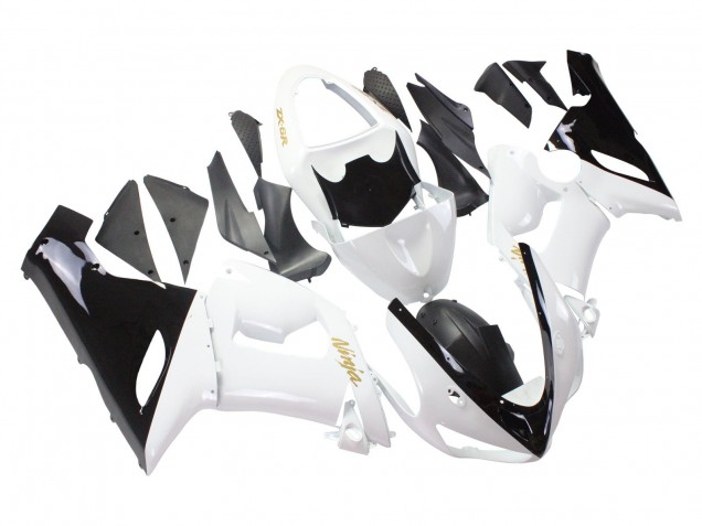 2005-2006 Kawasaki ZX6R Motorcycle Fairings - White Black Gold Ninja Canada Suppliers