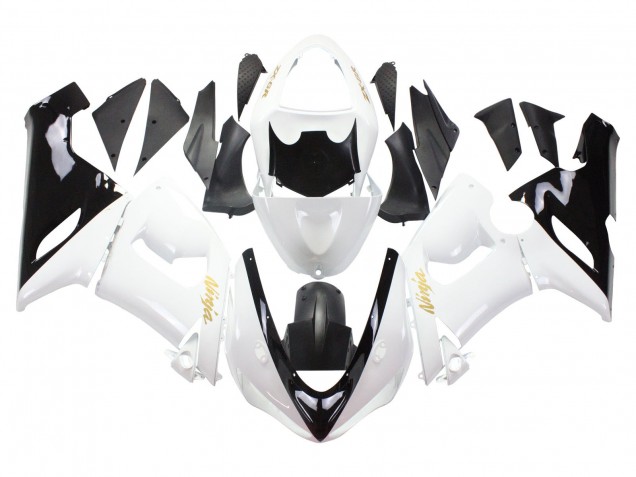 2005-2006 Kawasaki ZX6R Motorcycle Fairings - White Black Gold Ninja Canada Suppliers
