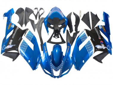2007-2008 Kawasaki ZX6R Motorcycle Fairings - Black Blue Elf Canada Suppliers
