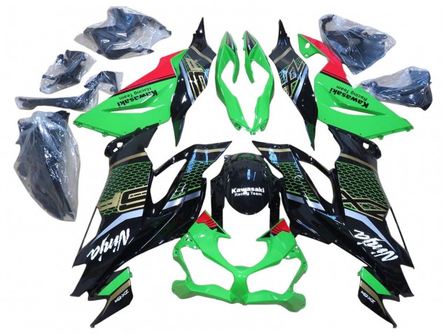 2009-2012 Kawasaki ZX6R Motorcycle Fairings - Red Glossy Black Honeycomb Canada Suppliers