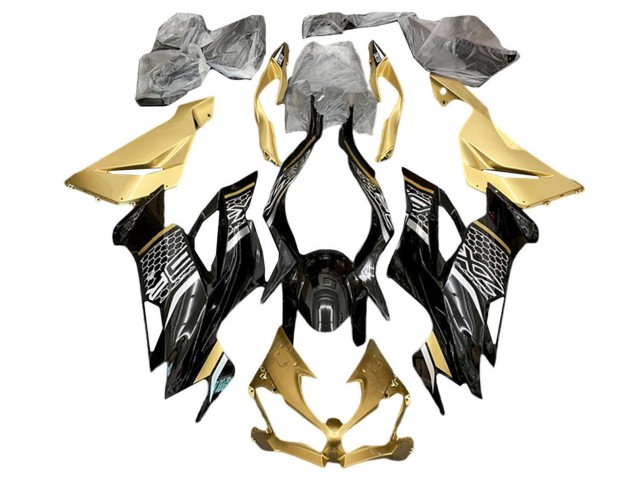 2019-2022 Kawasaki ZX6R Motorcycle Fairings - Gold Glossy Black White Honeycomb Canada Suppliers