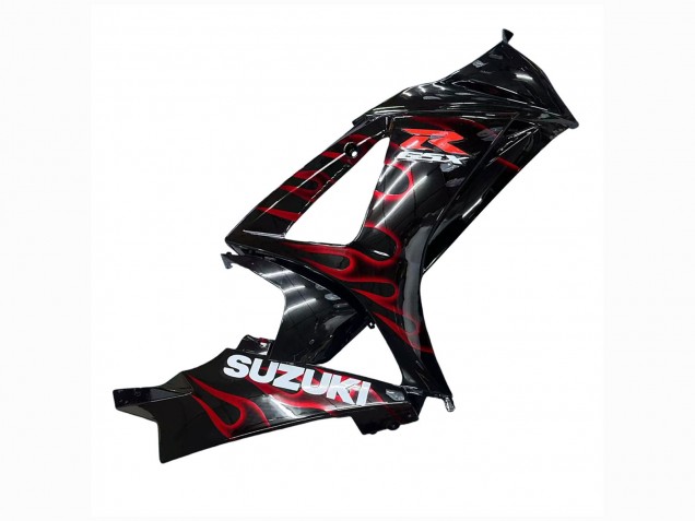 2007-2008 Suzuki GSXR 1000 Motorcycle Fairings - Black Red Flame Canada Suppliers