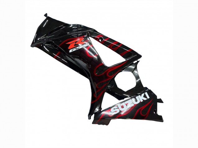 2007-2008 Suzuki GSXR 1000 Motorcycle Fairings - Black Red Flame Canada Suppliers
