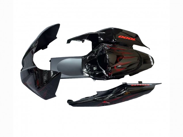 2007-2008 Suzuki GSXR 1000 Motorcycle Fairings - Black Red Flame Canada Suppliers