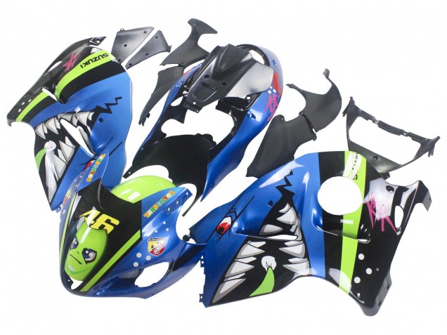 1996-2007 Suzuki GSXR 1300 Hayabusa Motorcycle Fairings - Blue Green Shark 46 Canada Suppliers