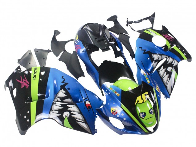 1996-2007 Suzuki GSXR 1300 Hayabusa Motorcycle Fairings - Blue Green Shark 46 Canada Suppliers