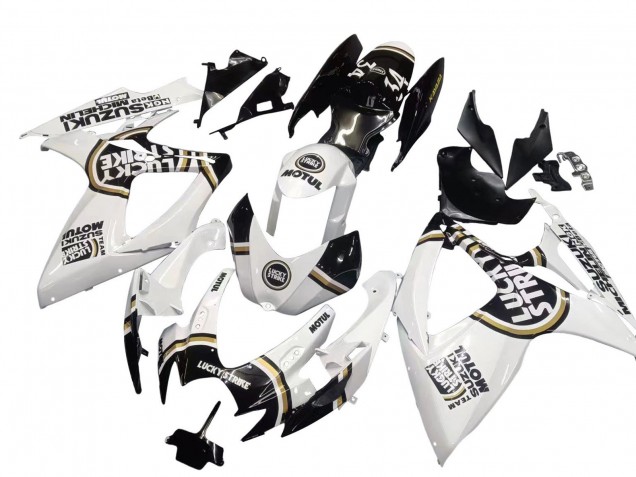 2006-2007 Suzuki GSXR 600 / GSXR 750 Motorcycle Fairings - White Black Lucky Strike Motul Canada Suppliers