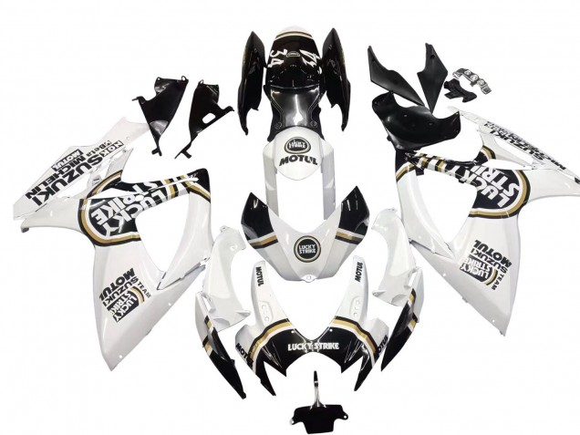2006-2007 Suzuki GSXR 600 / GSXR 750 Motorcycle Fairings - White Black Lucky Strike Motul Canada Suppliers