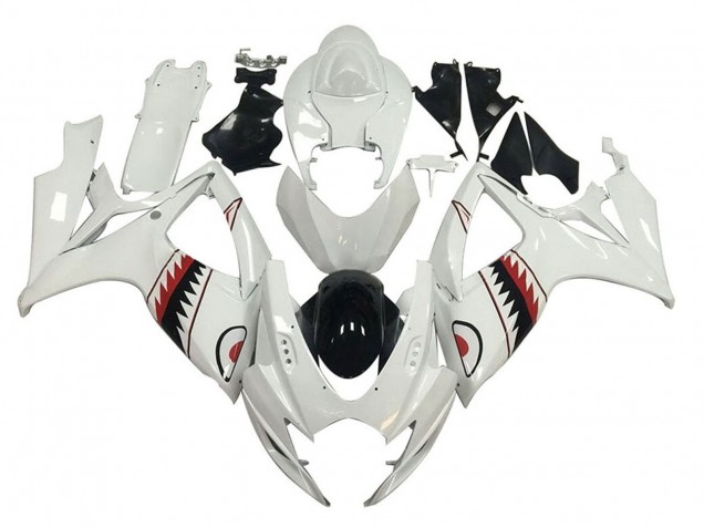 2006-2007 Suzuki GSXR 600 / GSXR 750 Motorcycle Fairings - White Red Black Shark Canada Suppliers