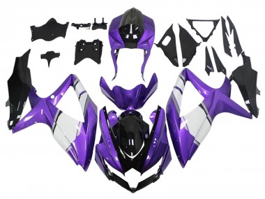 2008-2010 Suzuki GSXR 600 / GSXR 750 Motorcycle Fairings - Purple White Glossy Black Canada Suppliers