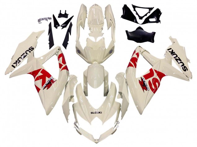 2008-2010 Suzuki GSXR 600 / GSXR 750 Motorcycle Fairings - Cream White Red Black Canada Suppliers