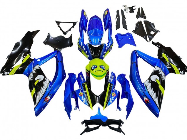 2008-2010 Suzuki GSXR 600 / GSXR 750 Motorcycle Fairings - Blue Fluorescent Green Shark Canada Suppliers