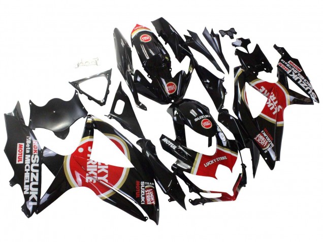 2008-2010 Suzuki GSXR 600 / GSXR 750 Motorcycle Fairings - Glossy Black Red White Motul Lucky Strike Canada Suppliers