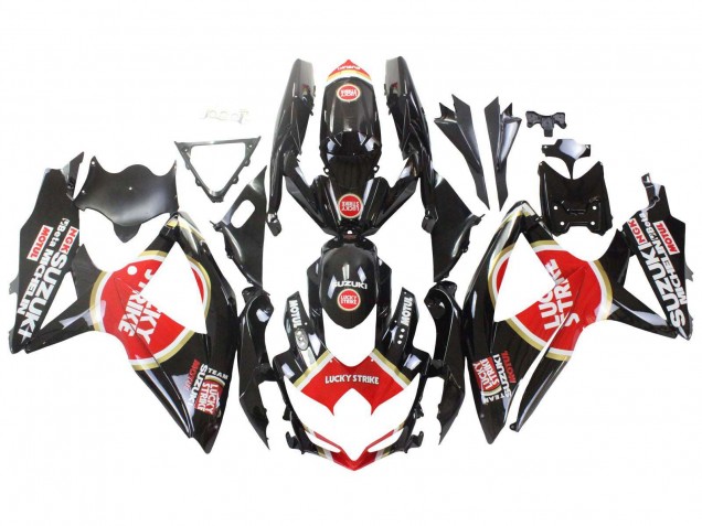 2008-2010 Suzuki GSXR 600 / GSXR 750 Motorcycle Fairings - Glossy Black Red White Motul Lucky Strike Canada Suppliers