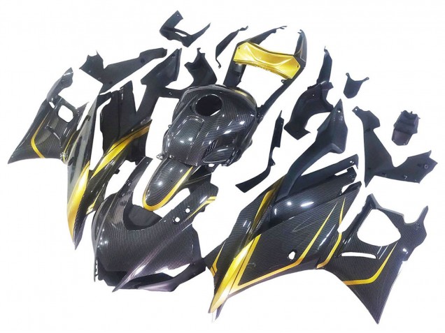 2019-2021 Yamaha YZF R3/R25 Motorcycle Fairings - Gold Black Carbon Fiber Canada Suppliers