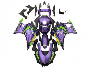 2022-2024 Yamaha YZF R3/R25 Motorcycle Fairings - Purple Green Yellow Trick Star EVA Racing 21 Canada Suppliers