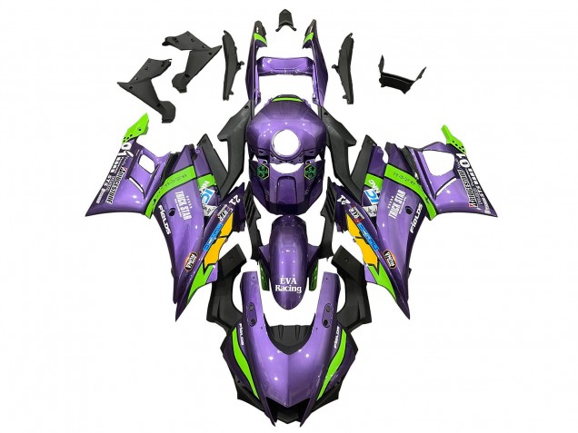 2022-2024 Yamaha YZF R3/R25 Motorcycle Fairings - Purple Green Yellow Trick Star EVA Racing 21 Canada Suppliers