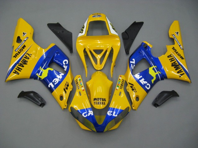 2000-2001 Yamaha YZF 1000 R1 Motorcycle Fairings - White Yellow Blue Motul Camel Canada Suppliers