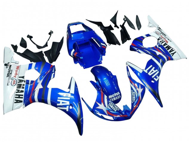 2006-2009 Yamaha YZF R6S Motorcycle Fairings - White Blue Fiat Motul Kastinee Canada Suppliers